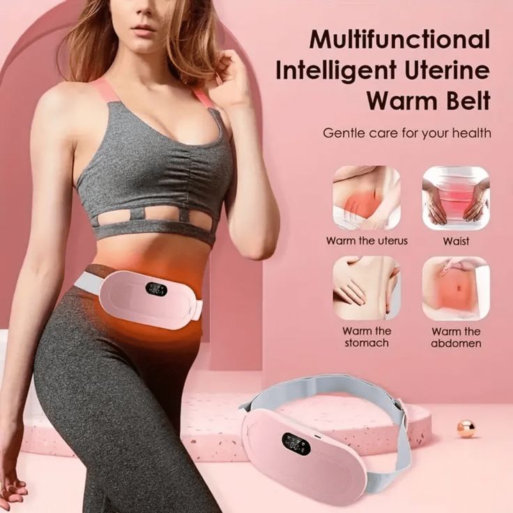 Portable Rechargeable Period Pain Relief Heating Massager Belt | Cordless Menstrual Heating Pad with Vibration Massage
