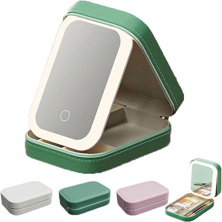 Luxury Makeup Organizer Box with LED Mirror Light | Cosmetic Storage Case
