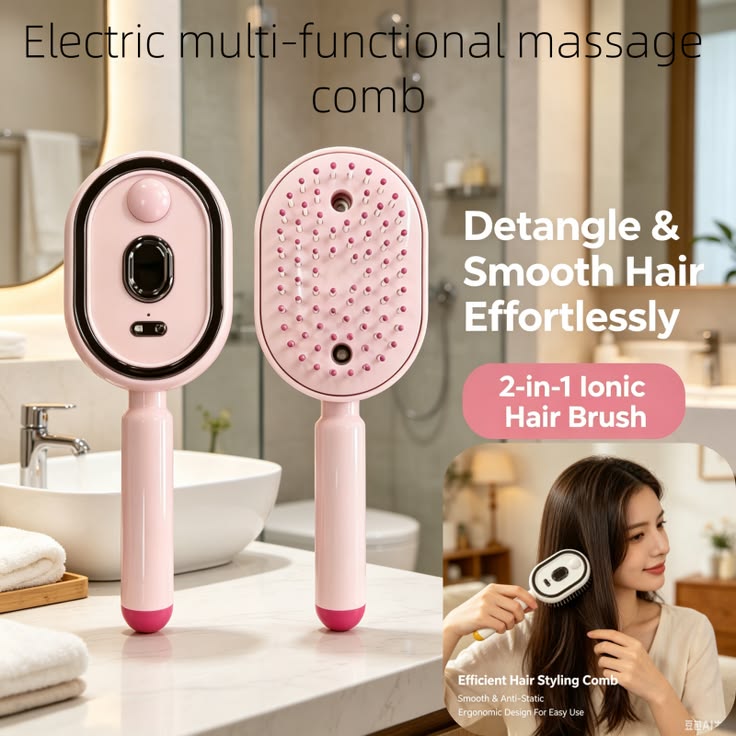 Electric Spray Retractable Air Cushion Hair Comb – Scalp Massage & Hair Care Comb