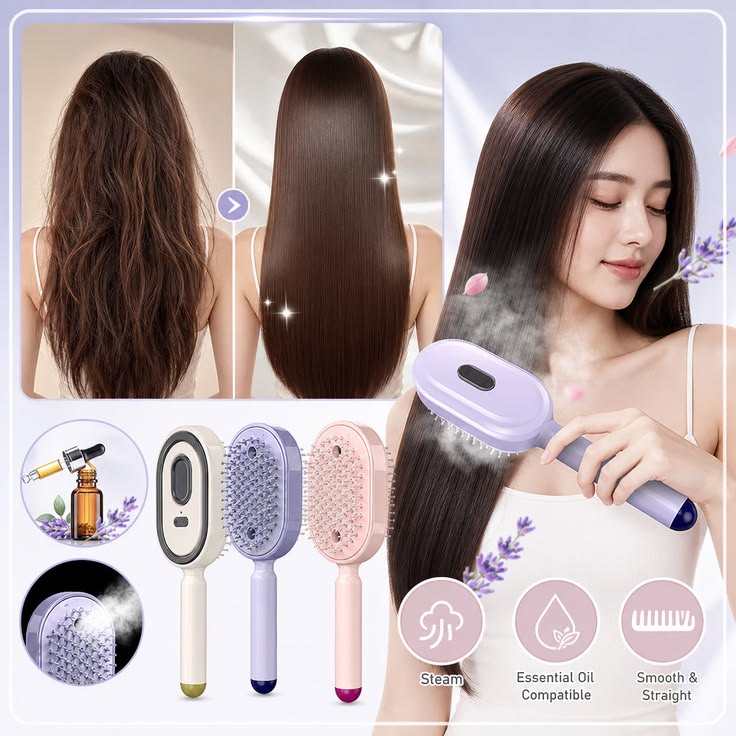 Electric Spray Retractable Air Cushion Hair Comb – Scalp Massage & Hair Care Comb