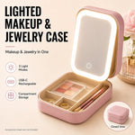 Luxury Makeup Organizer Box with LED Mirror Light | Cosmetic Storage Case