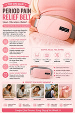 Portable Rechargeable Period Pain Relief Heating Massager Belt | Cordless Menstrual Heating Pad with Vibration Massage