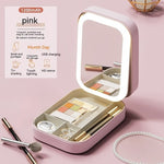 Luxury Makeup Organizer Box with LED Mirror Light | Cosmetic Storage Case
