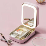 Luxury Makeup Organizer Box with LED Mirror Light | Cosmetic Storage Case