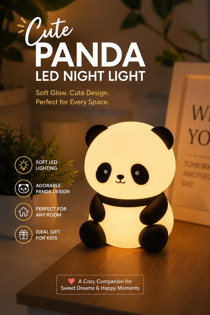Cute Panda LED Night Lamp – Adorable Room Decor Light