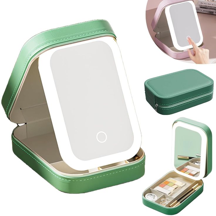 Luxury Makeup Organizer Box with LED Mirror Light | Cosmetic Storage Case
