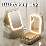 Luxury Makeup Organizer Box with LED Mirror Light | Cosmetic Storage Case